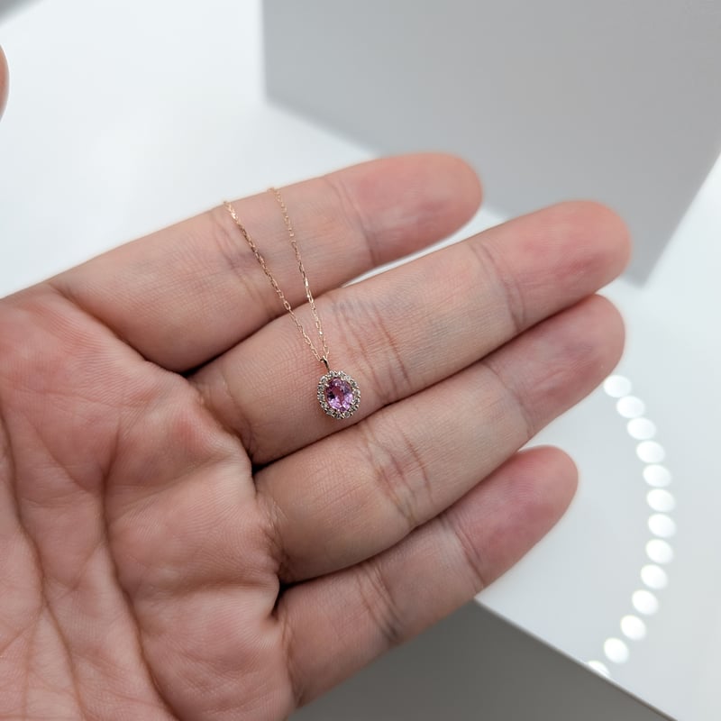 K18PGパパラチアサファイア 0.327ct ダイヤモンド 0.06ct 45cmチェーン