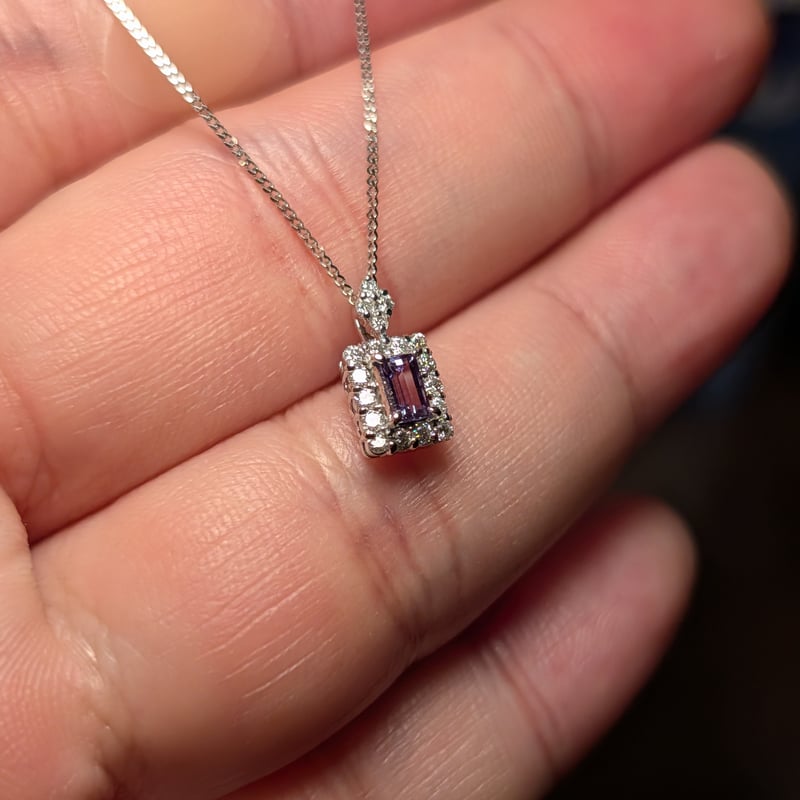 PT950/850アレキサンドライト 0.18ct ダイヤモンド 0.16ct ペンダント