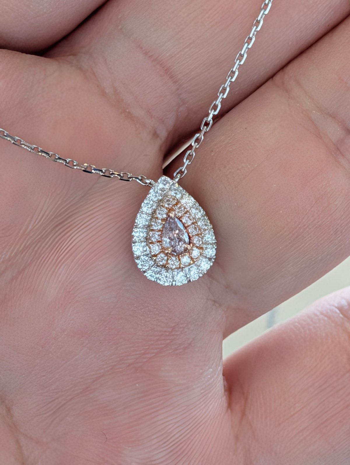週末限定セール中！【4℃】ダイヤモンド ネックレス K18WG K18WG/K18PG ピンクダイヤモンド 0.14ct PD 0.08ct D 0.19ct