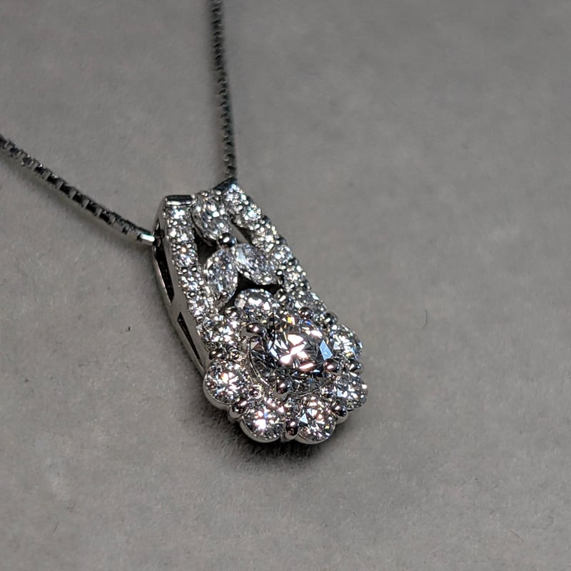 ペンダント加工✖️2 PT 天然ダイヤモンド 計０．８ct Diamond_Necklace_Heart_Cluster