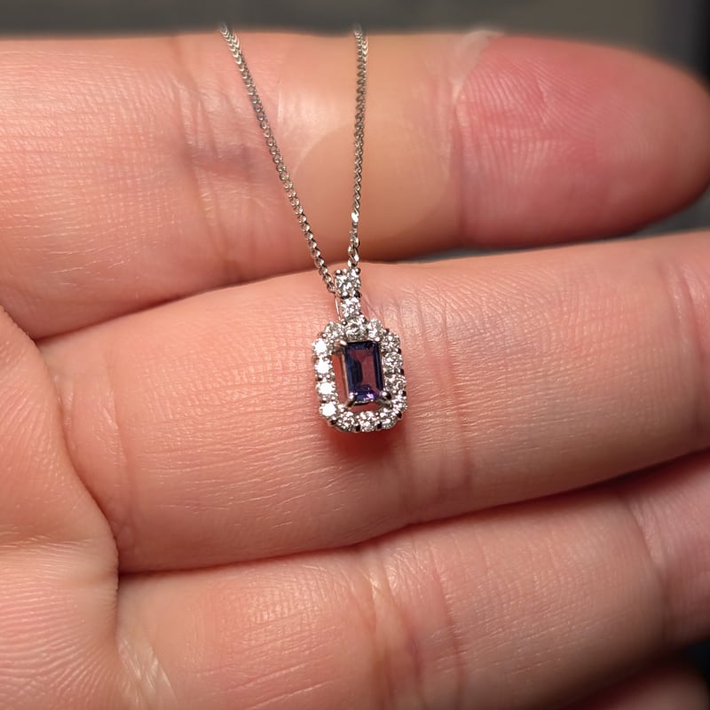PT950/850アレキサンドライト 0.15ct ダイヤモンド 0.16ct ペンダント