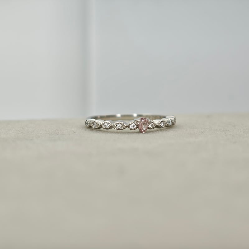 CGL鑑定書付】PT950 ピンクダイヤモンド 0.08ct ダイヤモンド 0.06ct リ