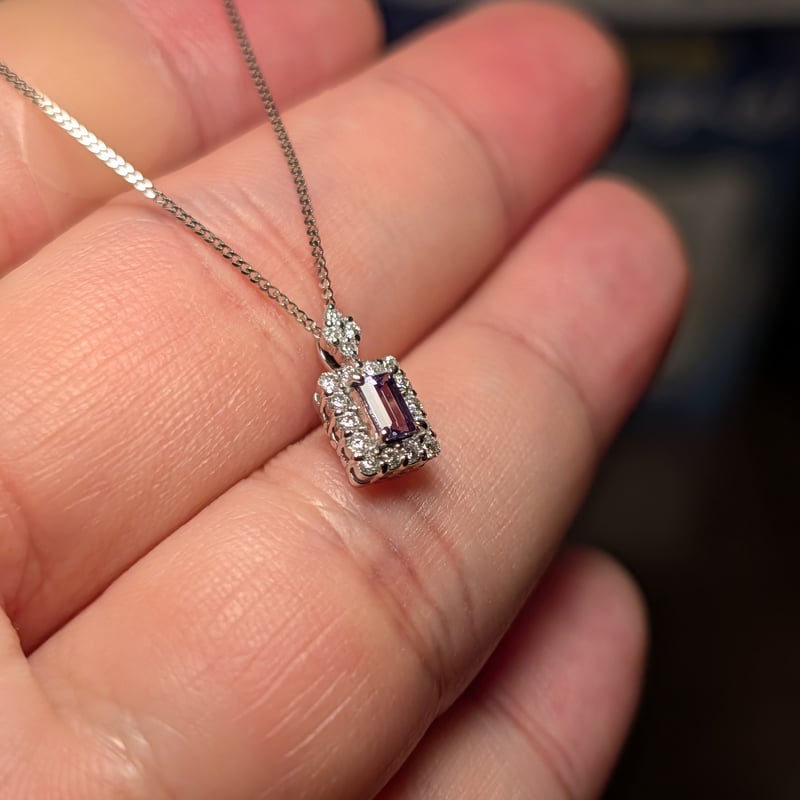 PT950/850アレキサンドライト 0.18ct ダイヤモンド 0.16ct ペンダント