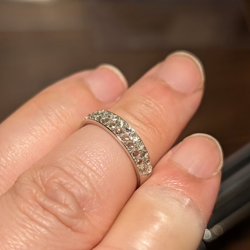 PT950ローズカットダイヤモンド 0.340ct 2列パヴェリング 12号 | 鈴木 