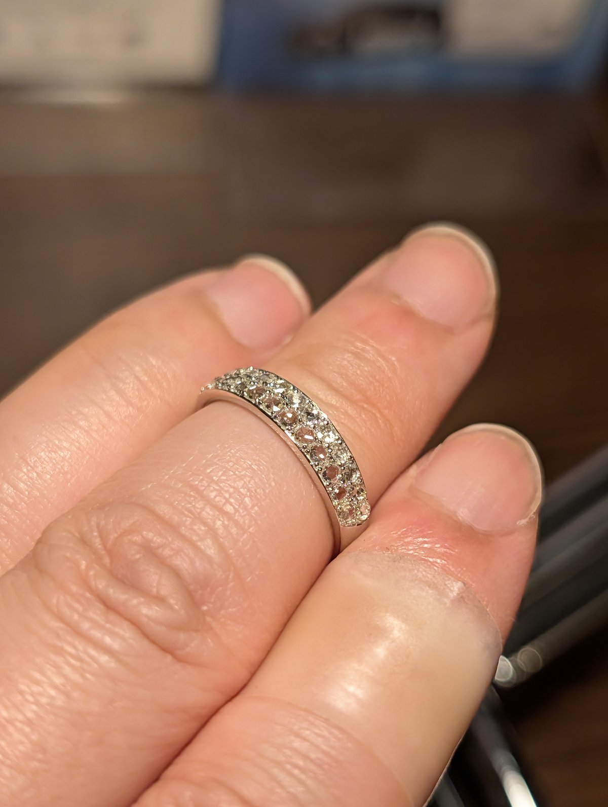 PT950ローズカットダイヤモンド 0.340ct 2列パヴェリング 12号 PT950ローズカットダイヤモンド 0.340ct 2列パヴェリング 12号