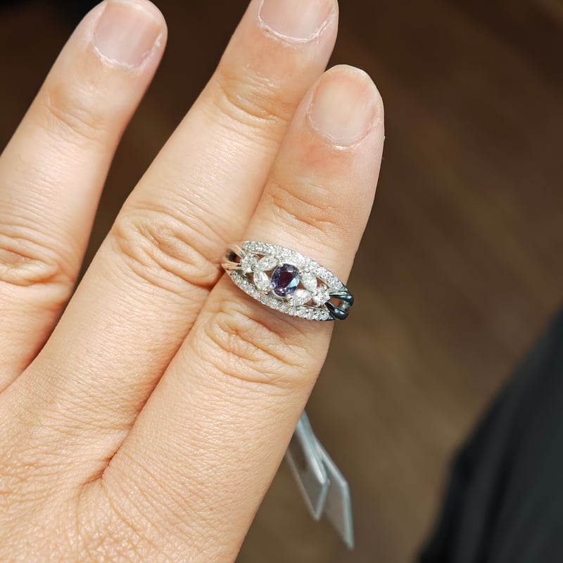 PT900 ベキリーブルーガーネット 0.532ct ダイヤモンド 0.61ct リング