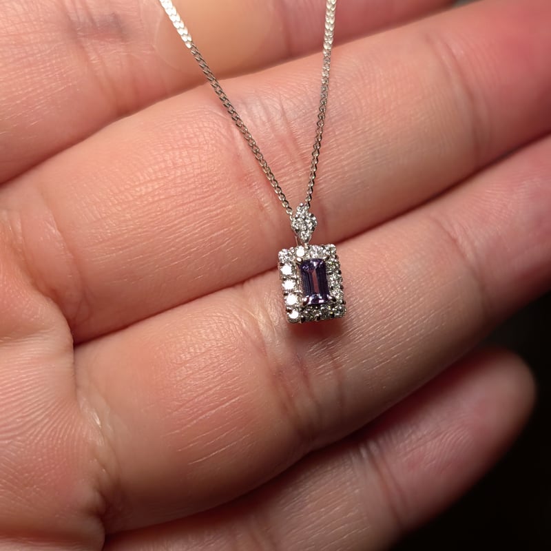 PT950/850アレキサンドライト 0.18ct ダイヤモンド 0.16ct ペンダント