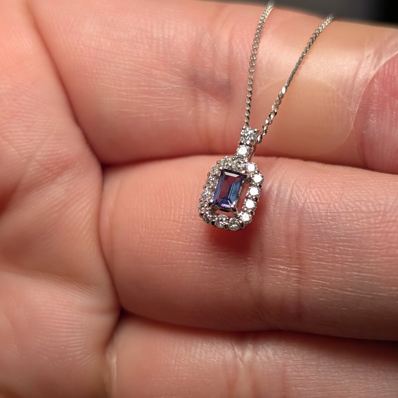 PT950/850アレキサンドライト 0.15ct ダイヤモンド 0.16ct ペンダント 