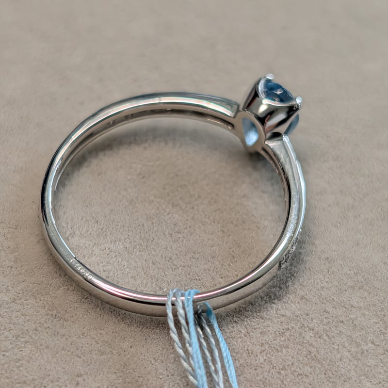 GGSJ鑑別書付】PT900 サンタマリア アクアマリン 0.38ct ダイヤモンド