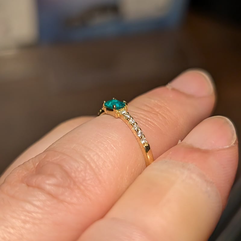 K18エメラルド 0.16ct ダイヤモンド 0.10ct リング 12.5号 | 鈴木屋by