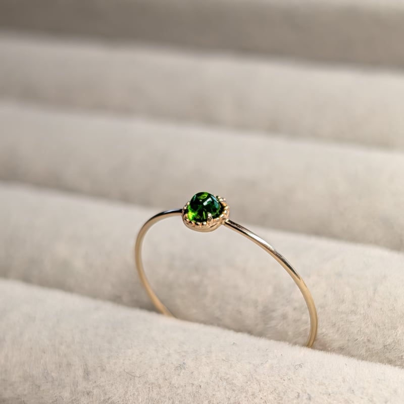 K10YG 11号 デマントイドガーネット 2.8mm ロシア産 超華奢ミルリング