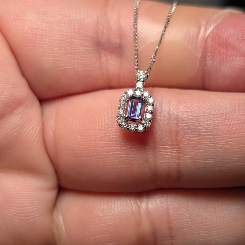 PT950/850アレキサンドライト 0.15ct ダイヤモンド 0.16ct ペンダント