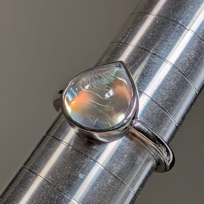 現品限り】PT900 最高品質アンデシンラブラドライト 4.37ct 鍛造リング