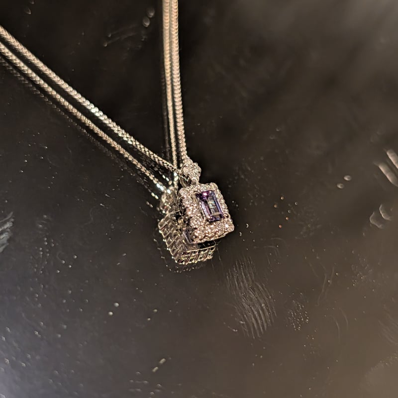 PT950/850アレキサンドライト 0.18ct ダイヤモンド 0.16ct ペンダント