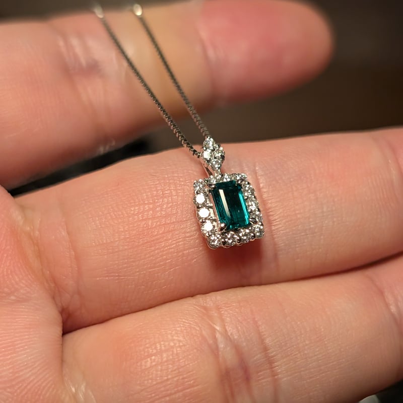 PT950/850エメラルド 0.35ct ダイヤモンド 0.30ct ペンダント
