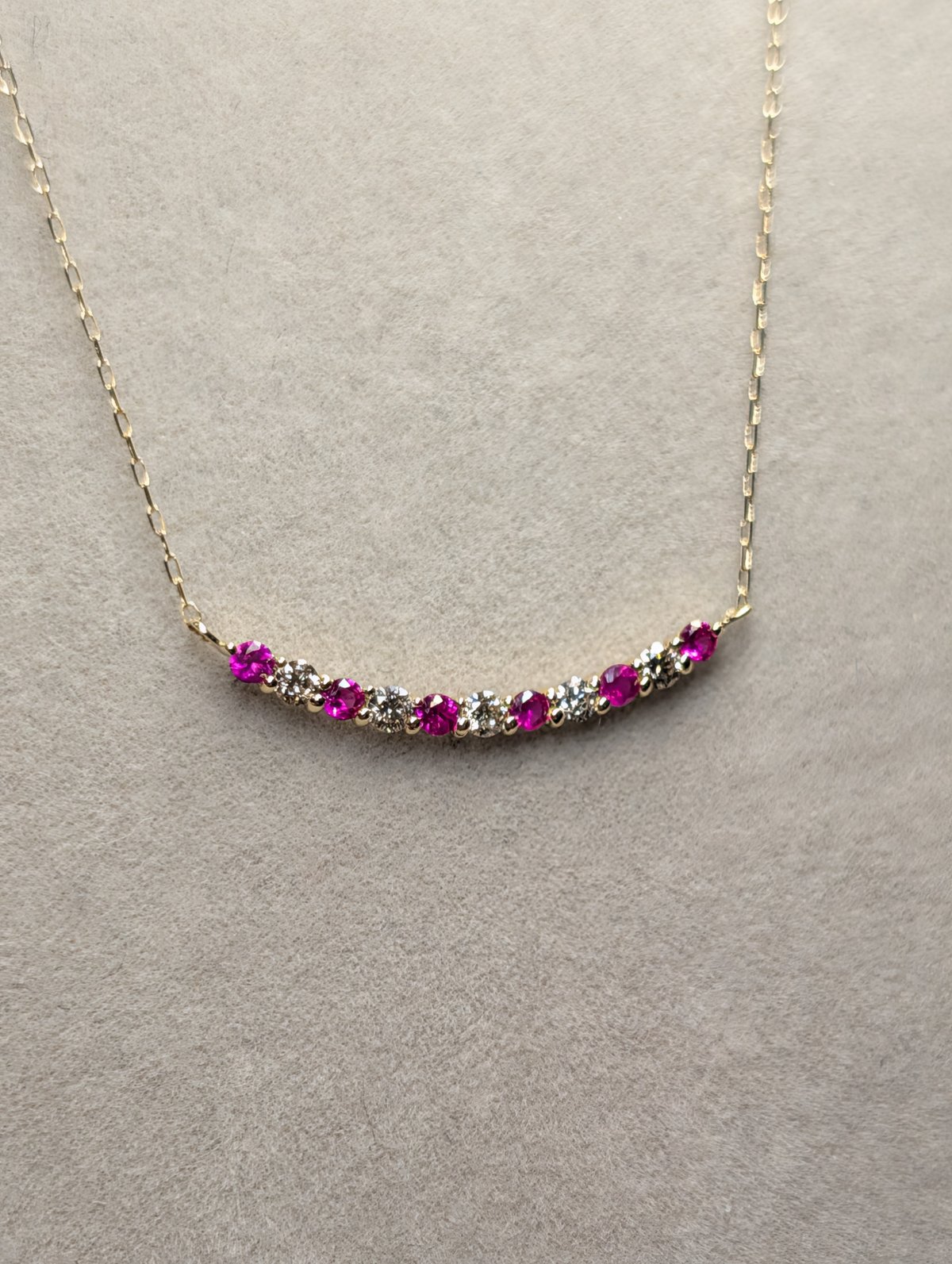 K18 ルビー 0.13ct ダイヤモンド 0.10ct エタニティバー ネックレス