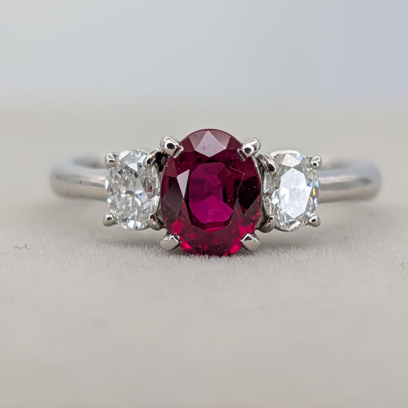 CGL鑑別書】PT900 ピジョンブラッドルビー 1.286ct ダイヤモンド 0.41ct