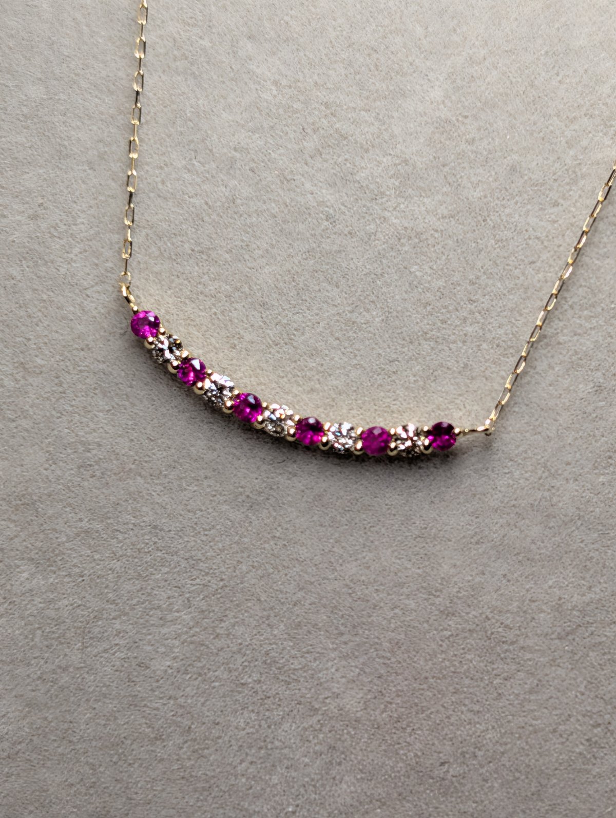 K18 ルビー 0.13ct ダイヤモンド 0.10ct エタニティバー ネックレス