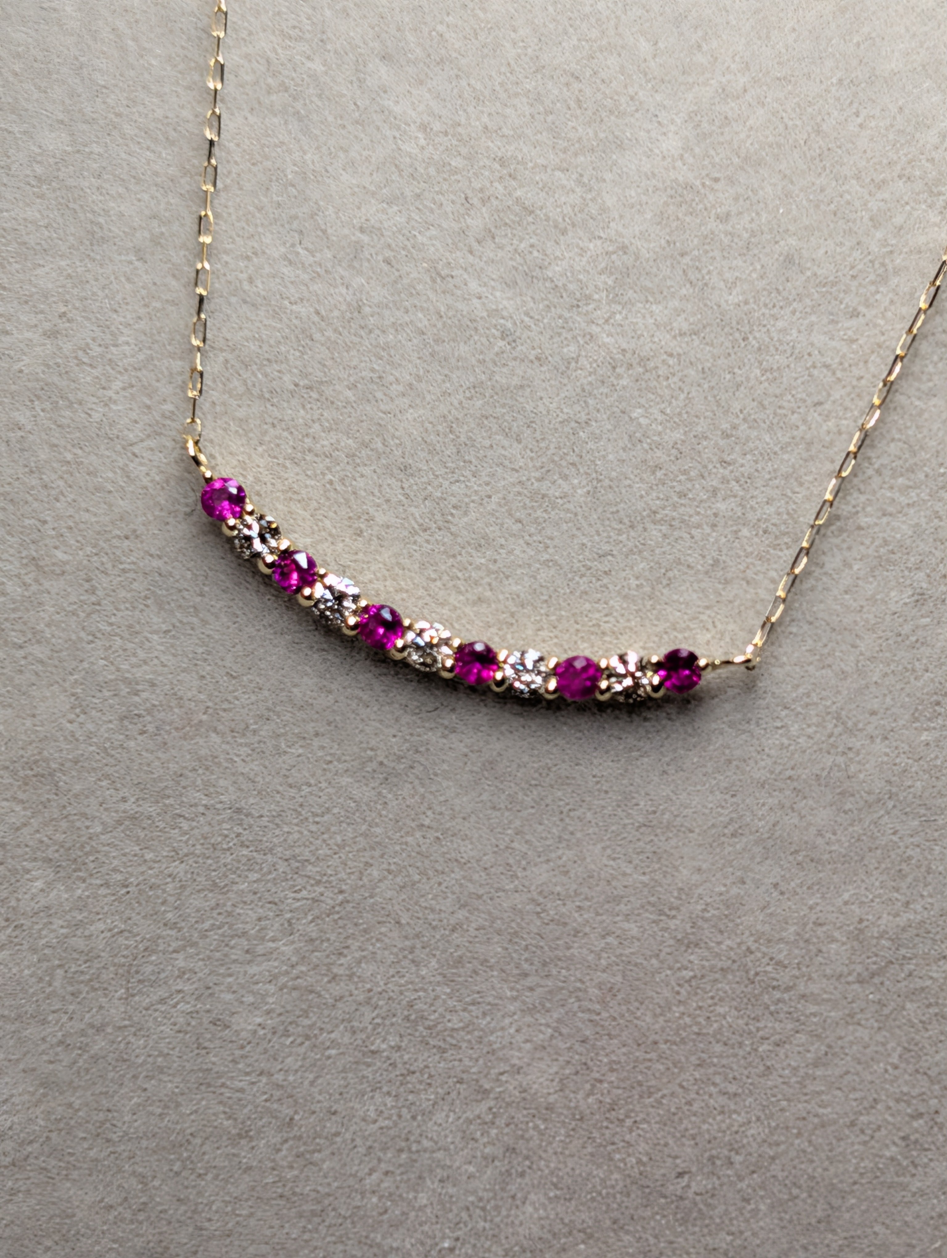 K18 ルビー 0.13ct ダイヤモンド 0.10ct エタニティバー ネックレス