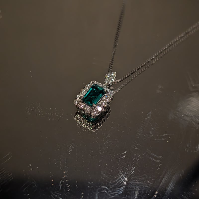 PT950/850エメラルド 0.35ct ダイヤモンド 0.30ct ペンダント