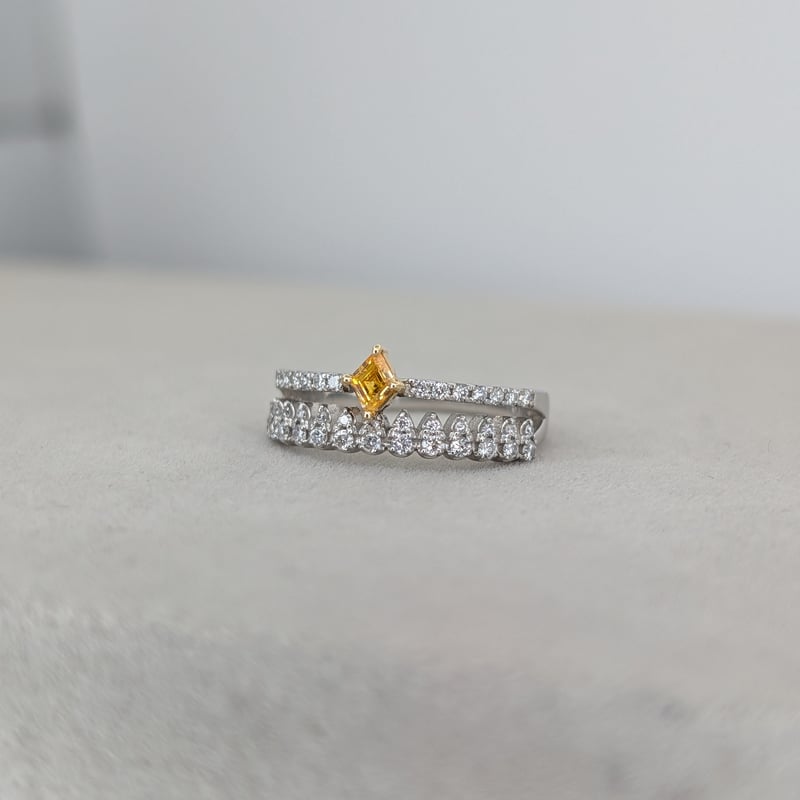 CGLソ】PT950/K18YG イエローダイヤモンド 0.121ct ダイヤモンド 0.2