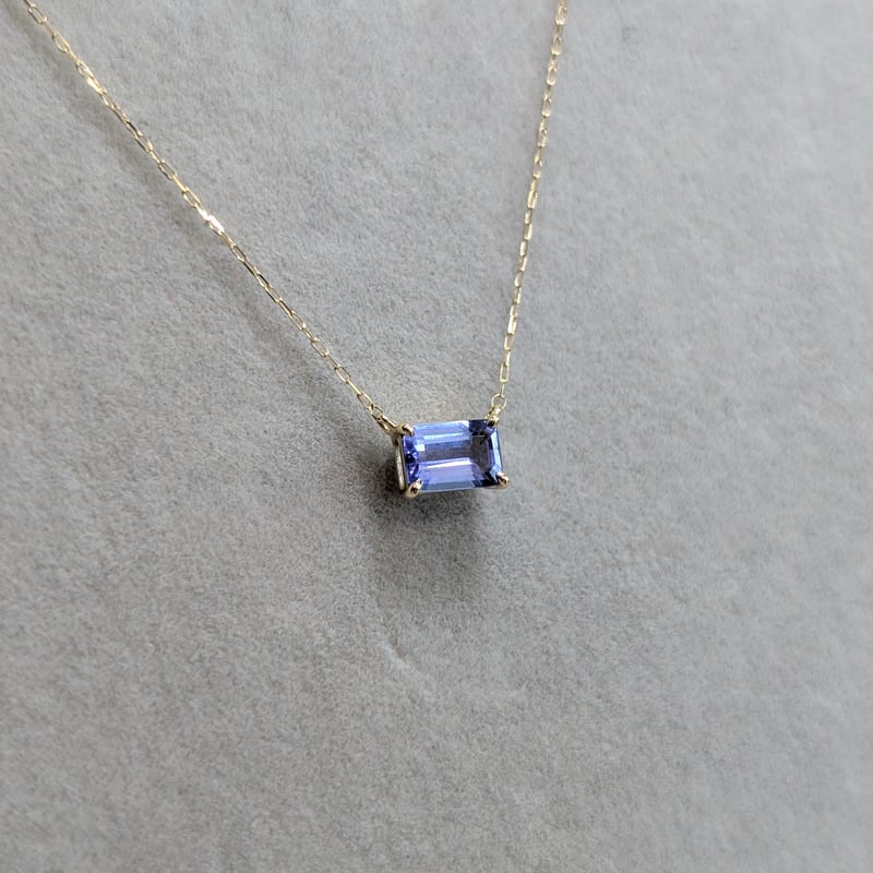 K18 タンザナイト 0.50ct 両吊りネックレス 40cm オクタゴンカット