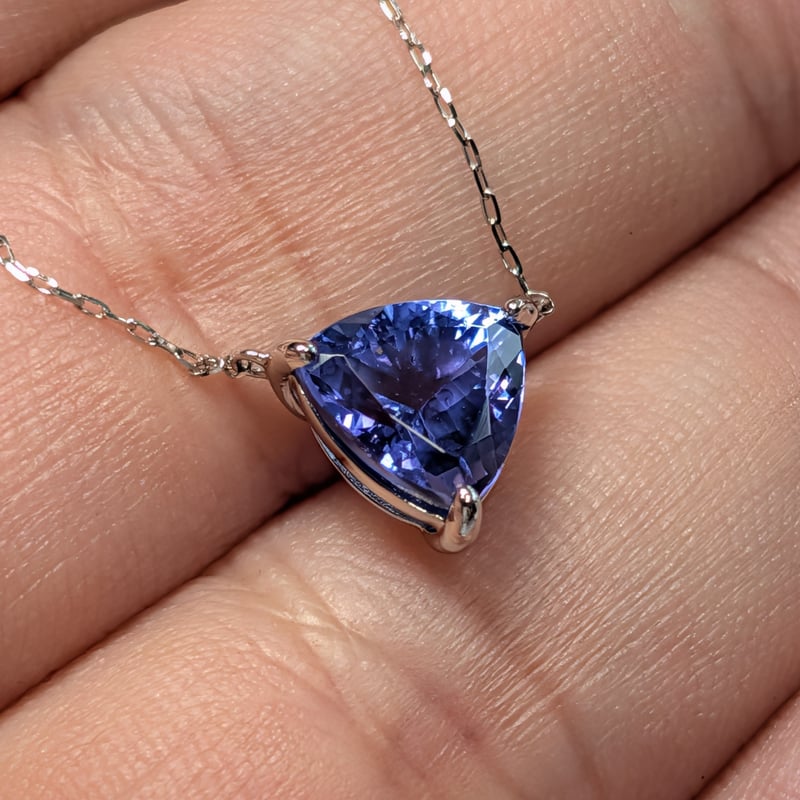 PT900/850 タンザナイト 1.70ct トリリアントペンダント 45cmスライド