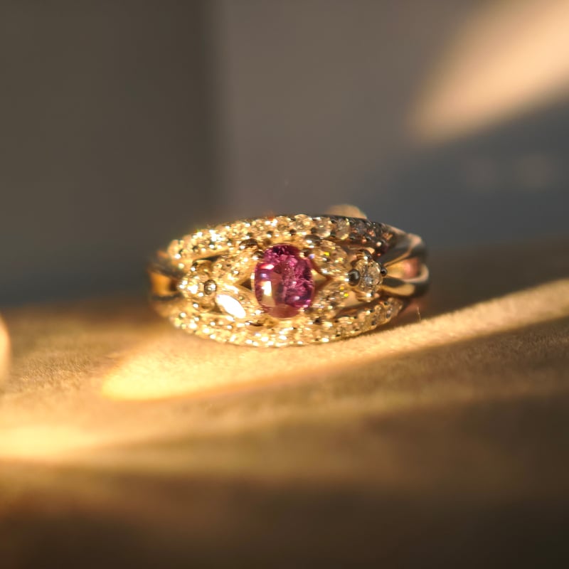PT900 ベキリーブルーガーネット 0.532ct ダイヤモンド 0.61ct リング