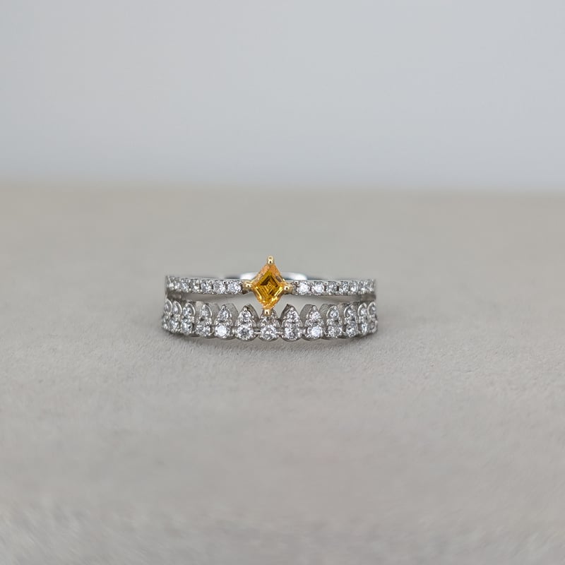 CGLソ】PT950/K18YG イエローダイヤモンド 0.121ct ダイヤモンド 0.2