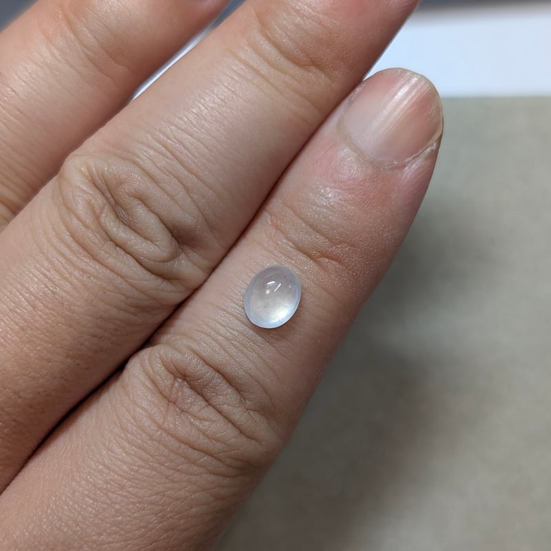日独鑑別書】氷翡翠 1.376ct 7.14×5.80mm オーバル カボション