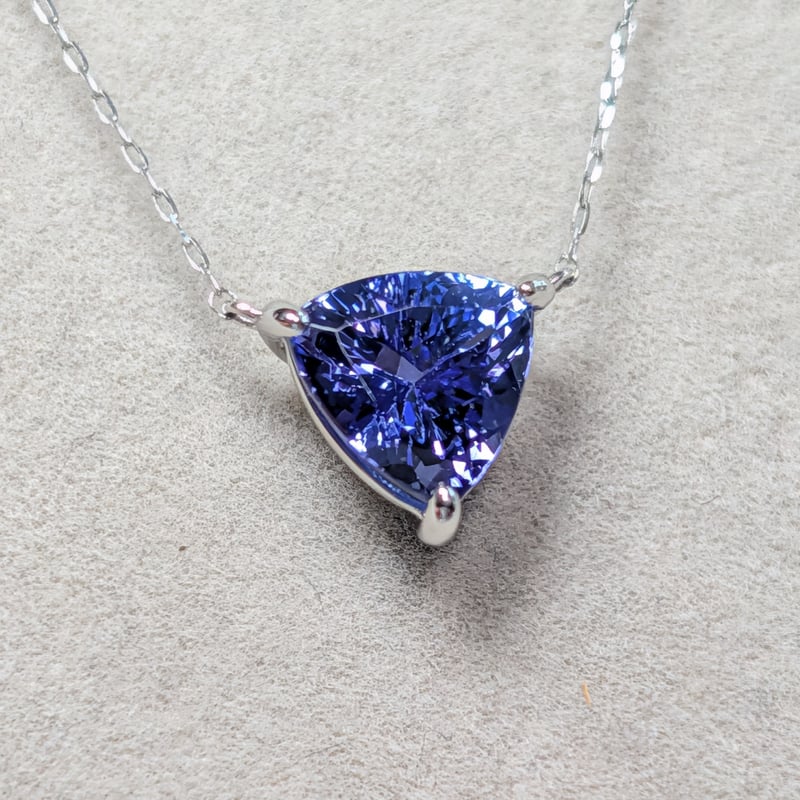 PT900/850 タンザナイト 1.70ct トリリアントペンダント 45cmスライド