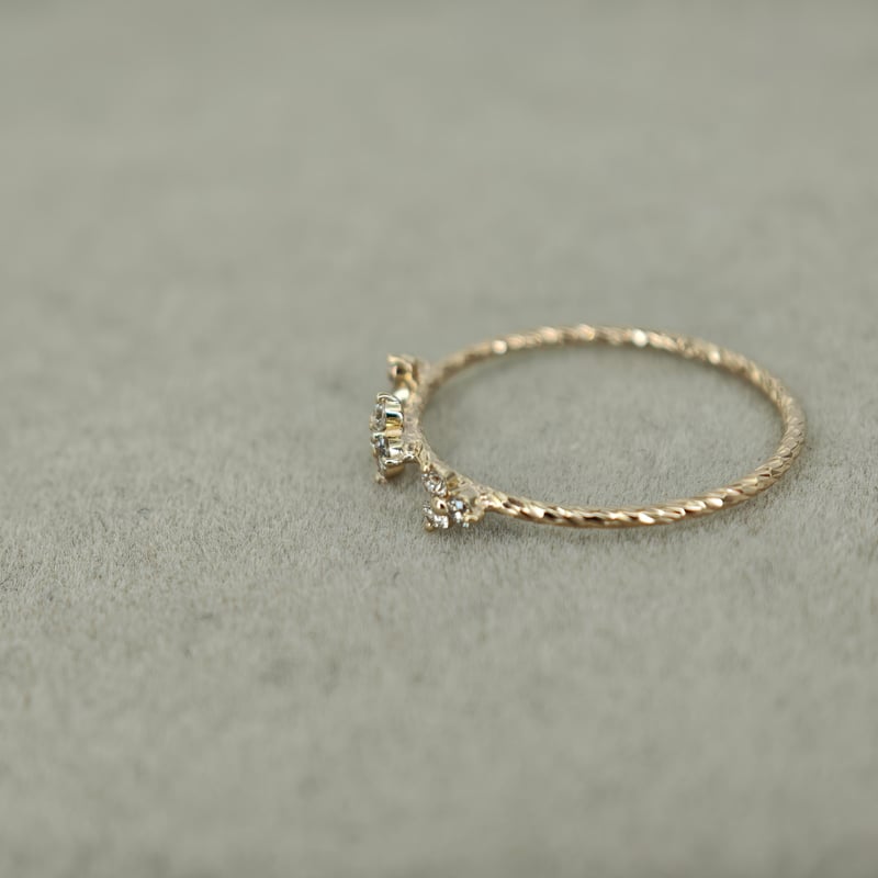 GLORY DESIGN】K10 ダイヤモンド 0.14ct カッティング リング サンプル