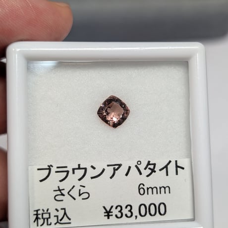 ブラウン アパタイト 6mm クッション さくら インカット ルース　シミズ貴石
