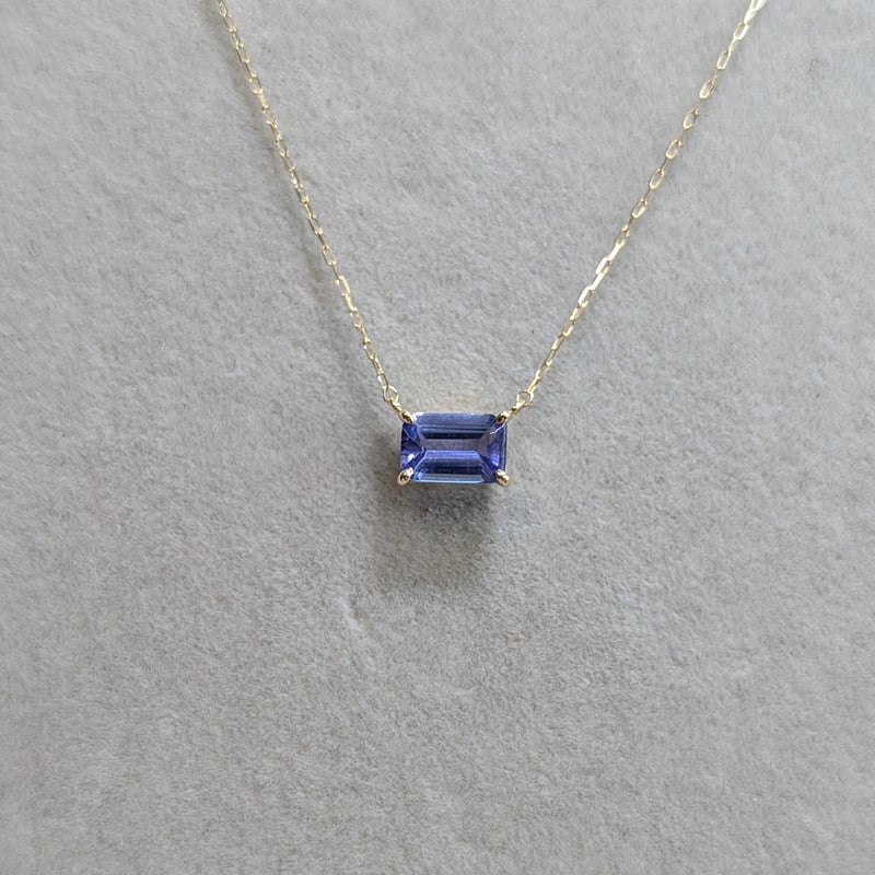 K18 タンザナイト 0.50ct 両吊りネックレス 40cm オクタゴンカット
