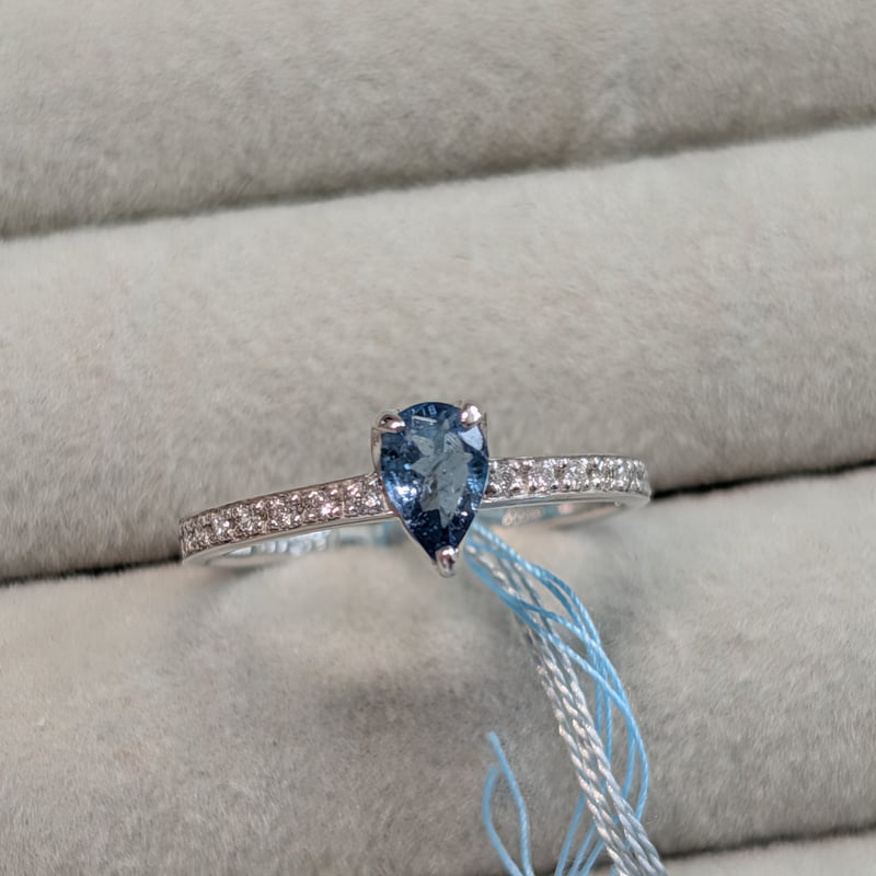 GGSJ鑑別書付】PT900 サンタマリア アクアマリン 0.38ct ダイヤモンド