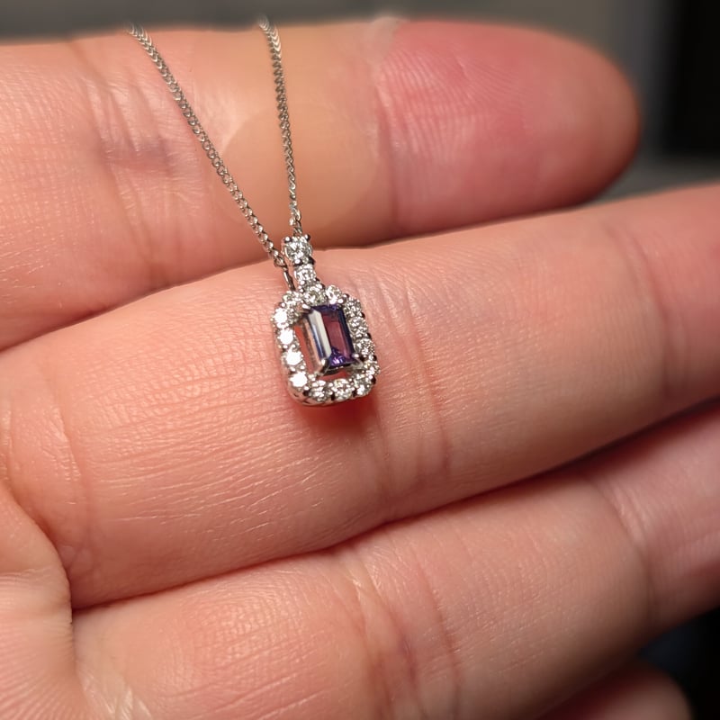 PT950/850アレキサンドライト 0.15ct ダイヤモンド 0.16ct ペンダント