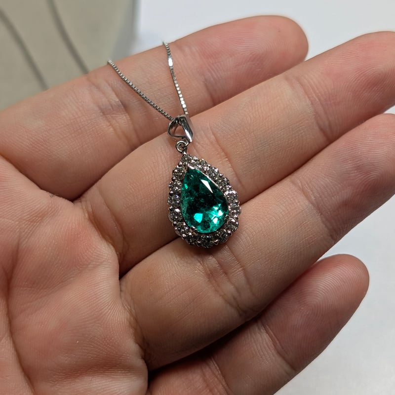日独鑑別書】PT900/850 コロンビア産 エメラルド 2.70ct ダイヤモンド