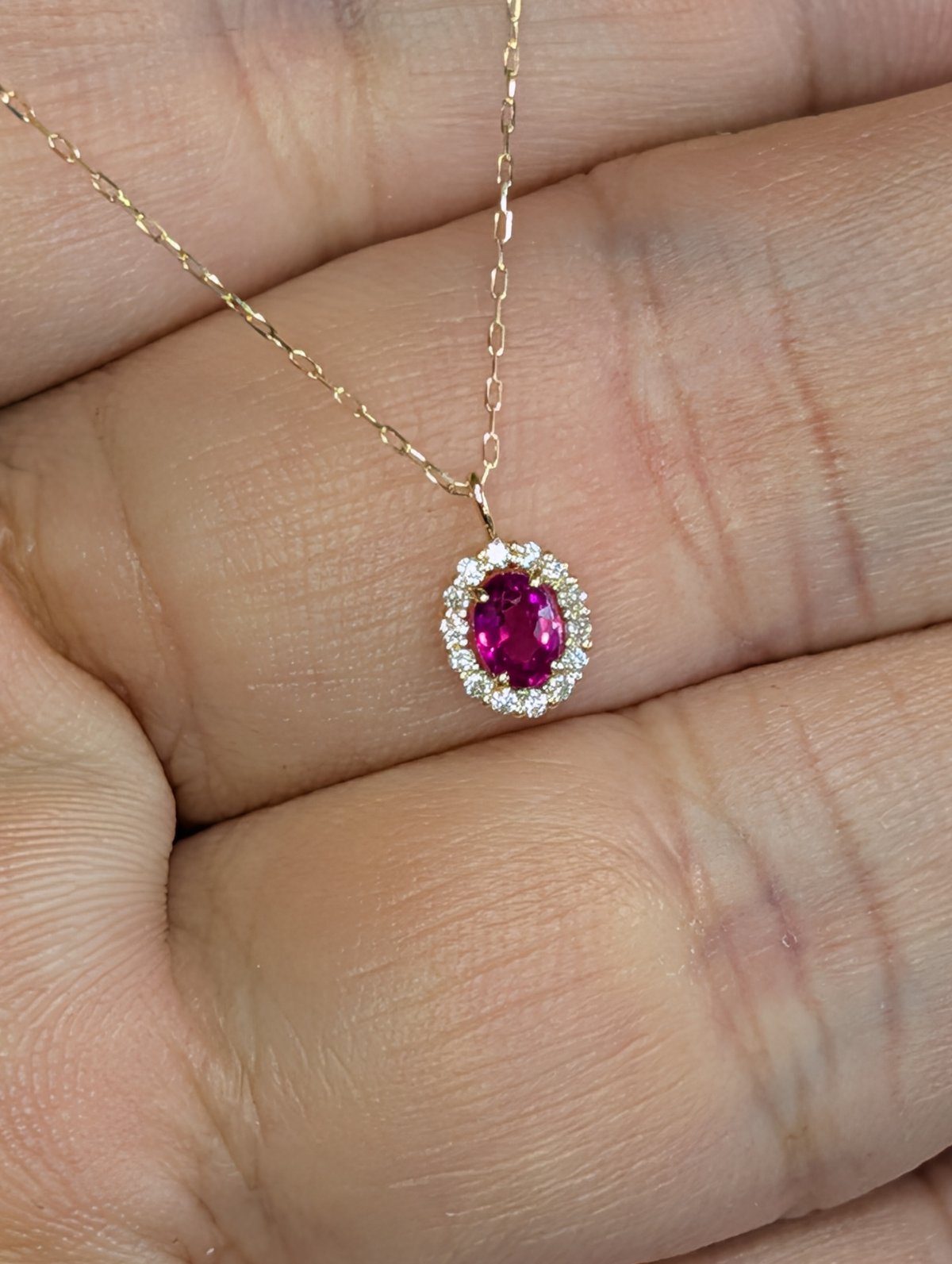K18YG ペンダントのみ　ルビー0.05ct ビルマ産ルビー K18 0.20ct ダイヤモンド 0.05ct 40cmチェーン付き