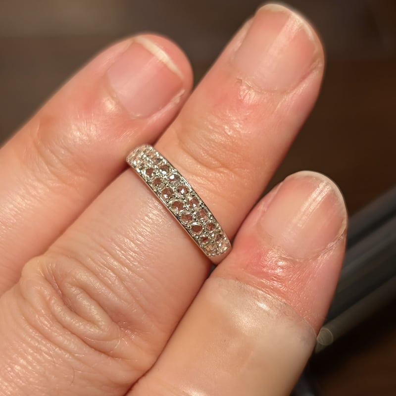 PT950ローズカットダイヤモンド 0.340ct 2列 パヴェ リング 12号