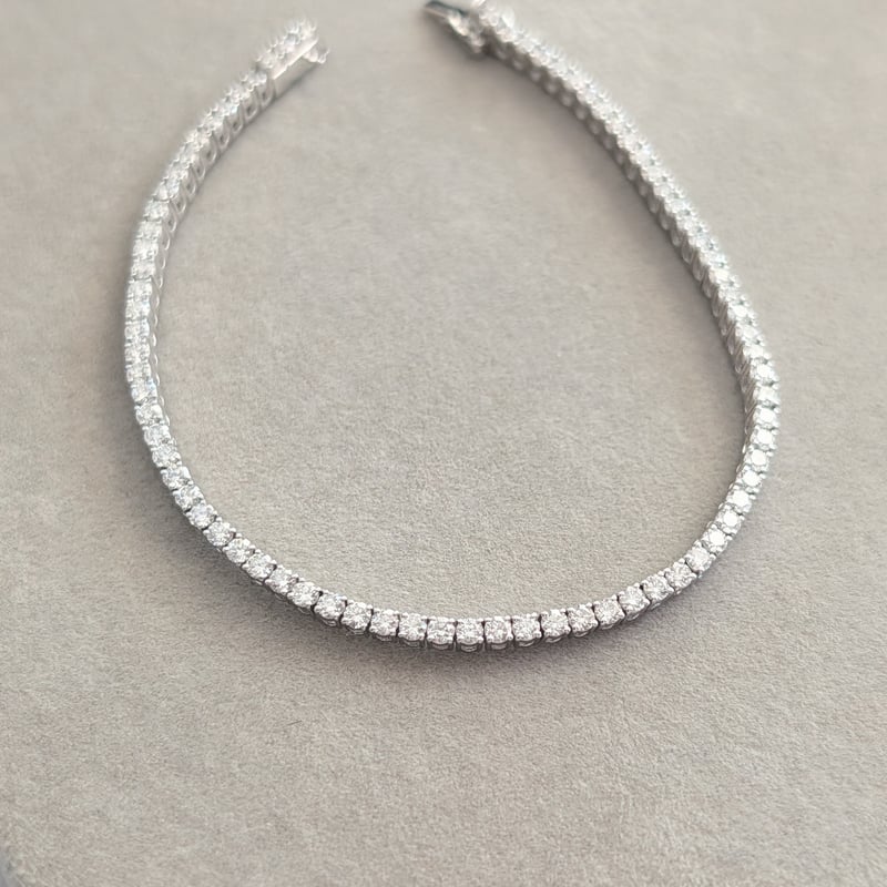 k18 WGダイヤチェーンブレスレット 受注生産】750 (K18WG) ダイヤモンド 約3.0ct 17.7cm 2.1mm×75