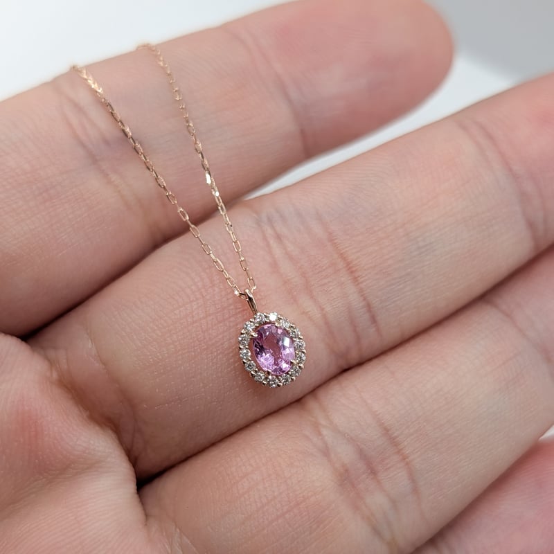 K18PGパパラチアサファイア 0.327ct ダイヤモンド 0.06ct 45cmチェーン