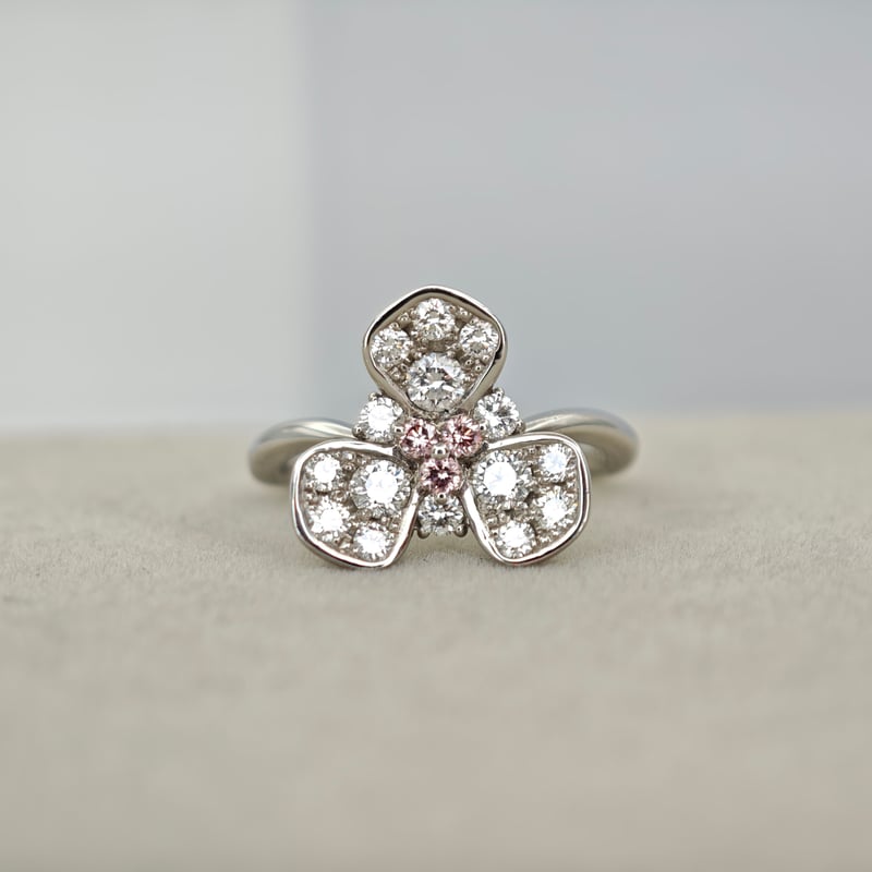 PT900 ピンクダイヤモンド 0.09ct ダイヤモンド 0.65ct リング 11.5号
