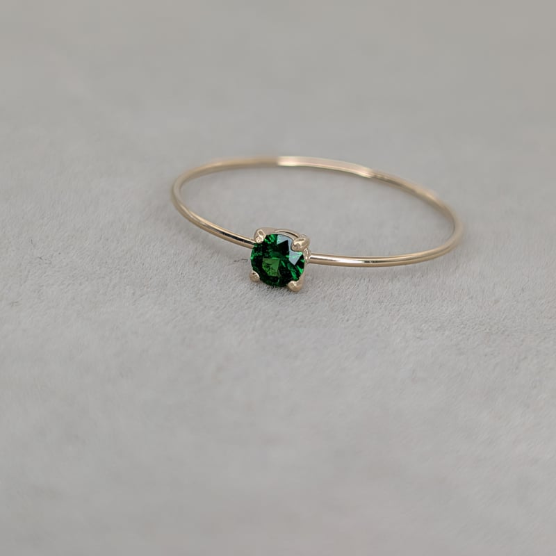 超華奢リング K10 11号 グリーンガーネット 約3mm ※サイズ直し不可