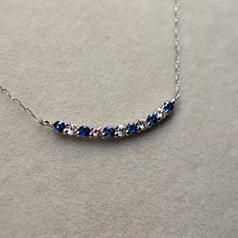 PT900/850 サファイア 0.13ct ダイヤモンド 0.10ct エタニティバー ネッ