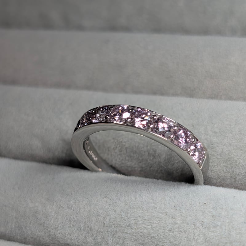 Pt900 ダイヤモンド付き 天然ピンクダイヤモンド リング CGL鑑別書】PT900 ピンクダイヤモンド 合計1.00ct 14号 リング