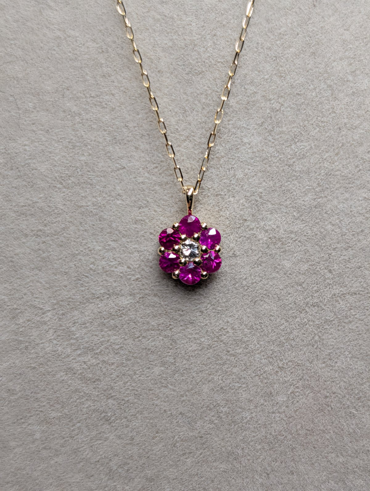 メーカー協賛セール】K18 ルビー 0.12ct ダイヤモンド 0.01ct フラワー