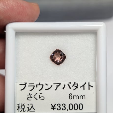 ブラウン アパタイト 6mm クッション さくら インカット ルース　シミズ貴石