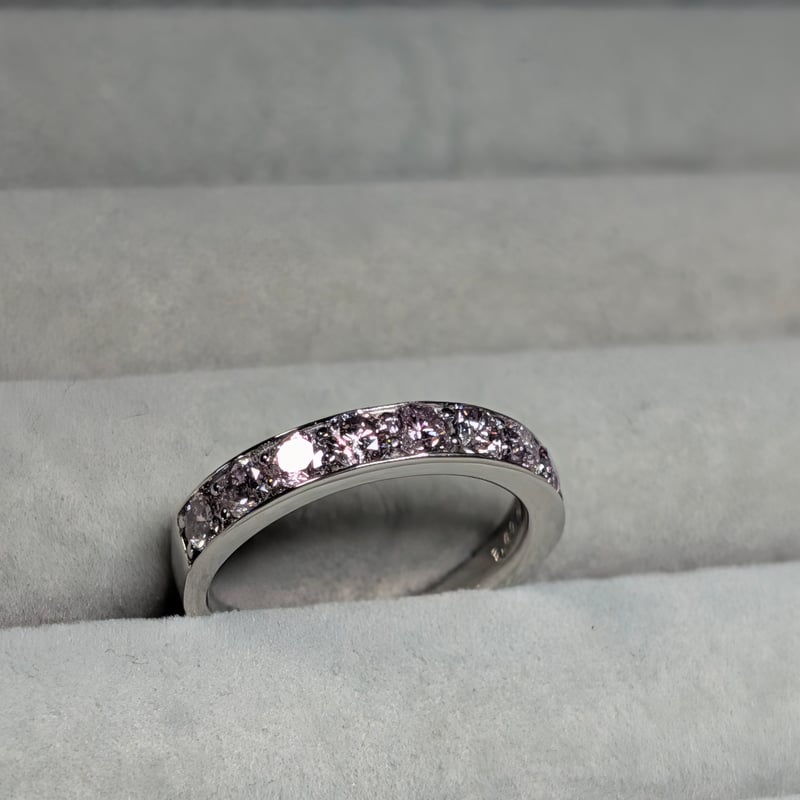CGL鑑別書】PT900 ピンクダイヤモンド 合計1.00ct 14号 リング Used j