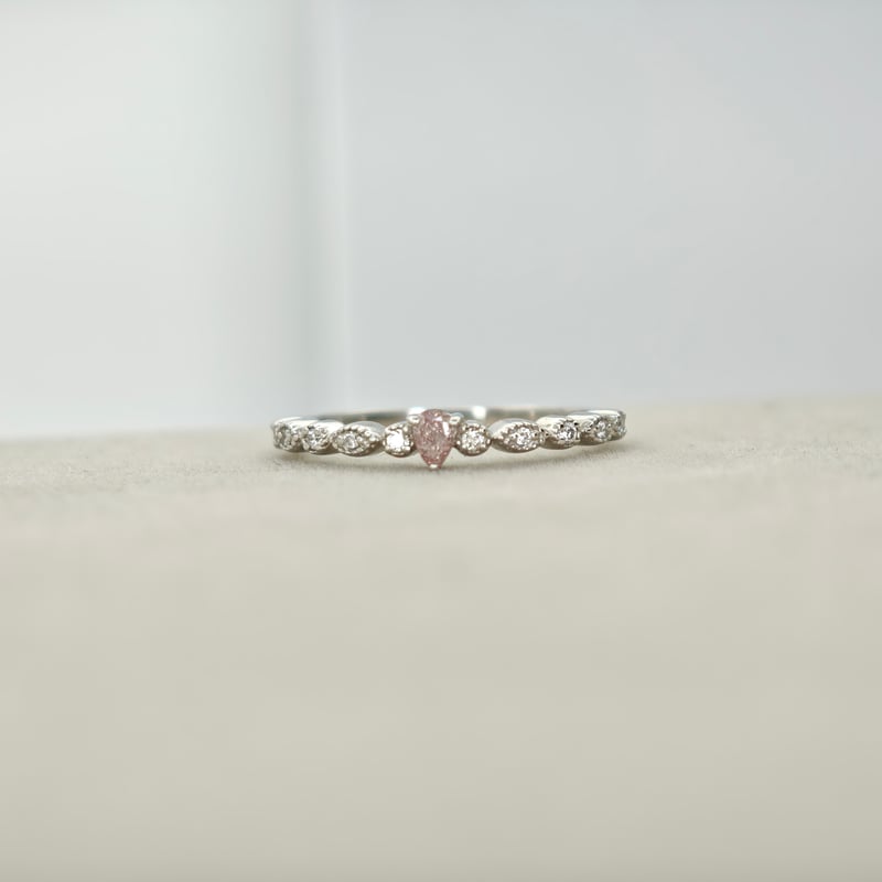 CGL鑑定書付】PT950 ピンクダイヤモンド 0.08ct ダイヤモンド 0.06ct リ