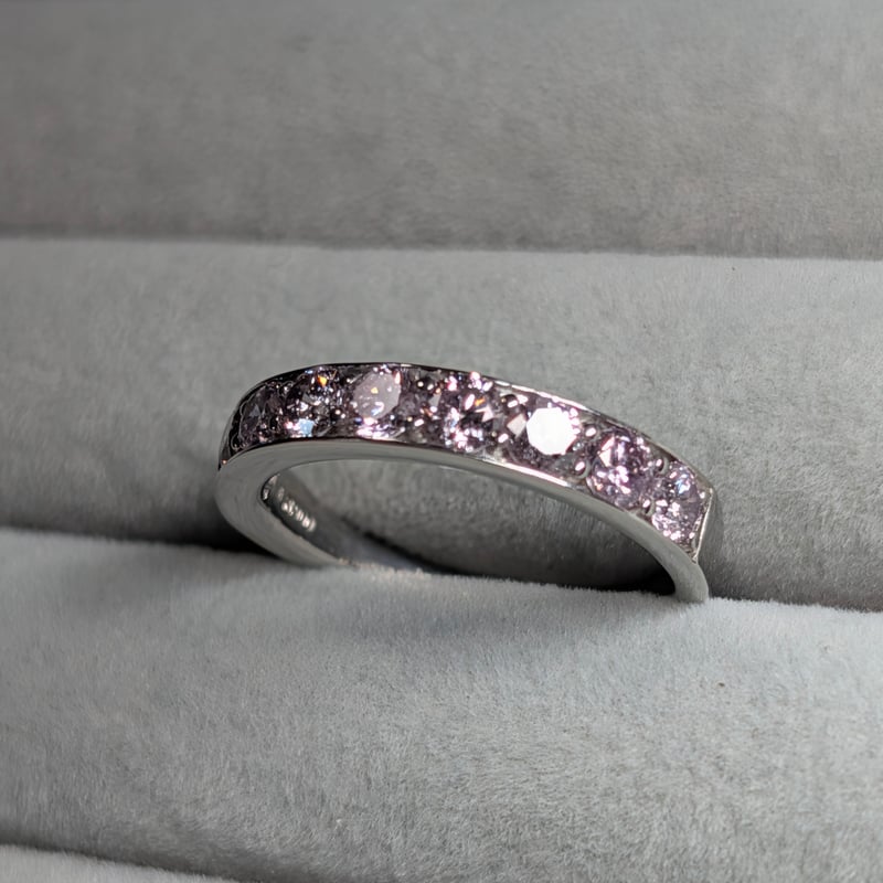 CGL鑑別書】PT900 ピンクダイヤモンド 合計1.00ct 14号 リング Used j